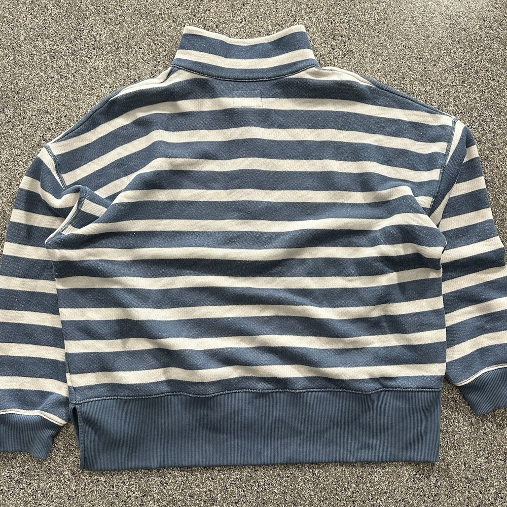 American Eagle Sweatshirt Womens S Top Big Hug Henley Striped Blue Lived In - Picture 9 of 10